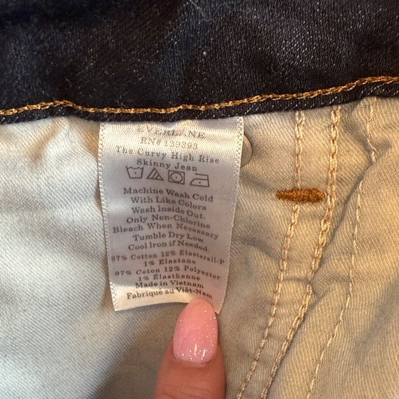 Everlane Wonen's The Curvy High Rise Skinny Crop Dark Blue Jeans Size 33 - Picture 3 of 11